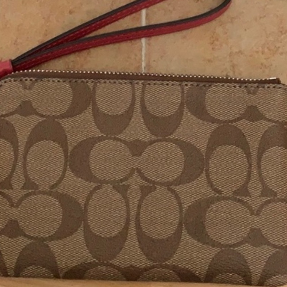 Coach Graphic Ms. Pac-Man Corner Zip Wristlet In Signature Print. - Picture 3 of 5